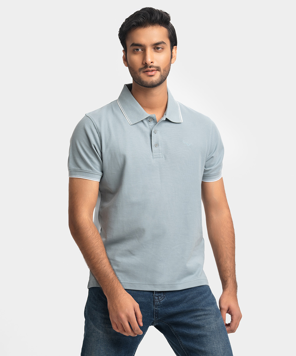Sky Blue Cotton Pique Polo
